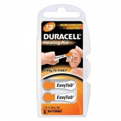 6 Piles Zinc Air 1,45 V, ACT 13 - ZA 13 - PR 48 Activair by Duracell® (languette orange)
